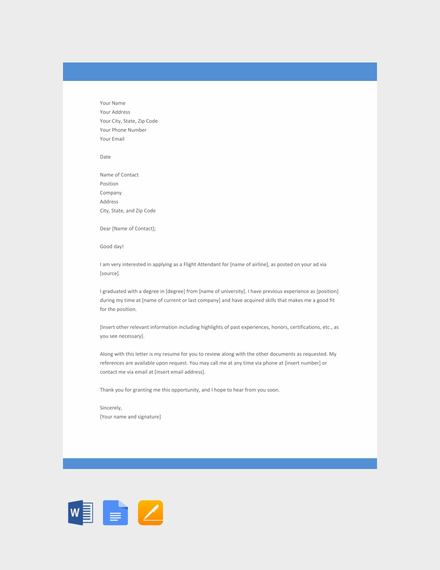 Flight Attendant Cover Letter