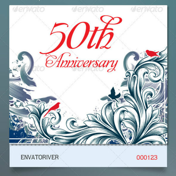 Folded Anniversary Ticket Example