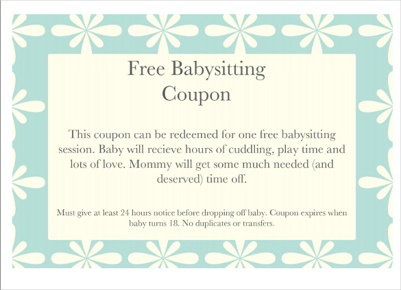 free babysitting coupon template example