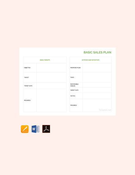 Free Basic Sales Plan Template