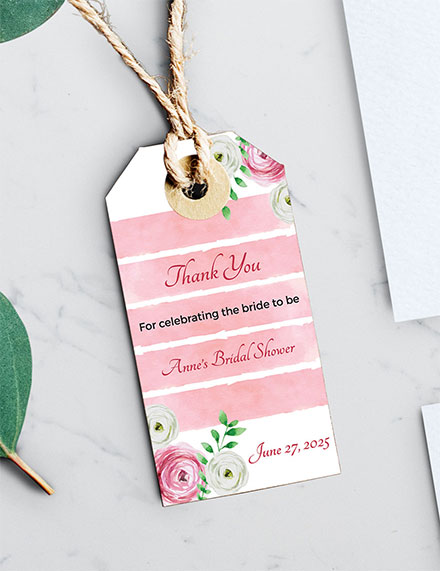 Free Bridal Shower Thank You Tag Template