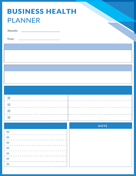 Free Business Health Planner Template