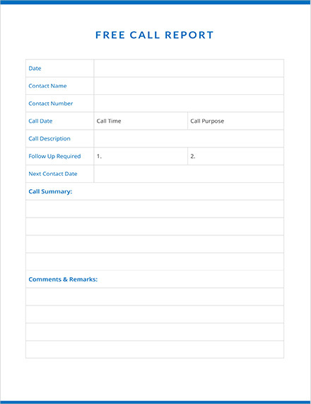 free call report template1