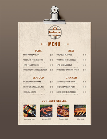 free minimal barbecue menu template