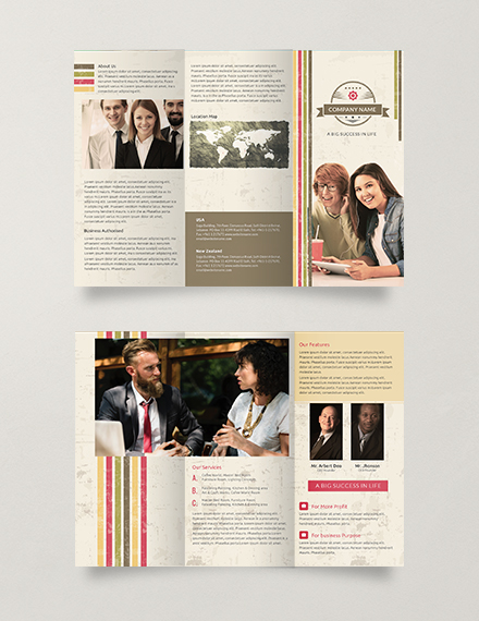 Free Multipurpose Retro Trifold Brochure Template Example