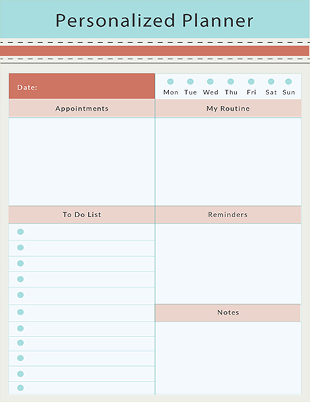 Free Personalized Planner Template