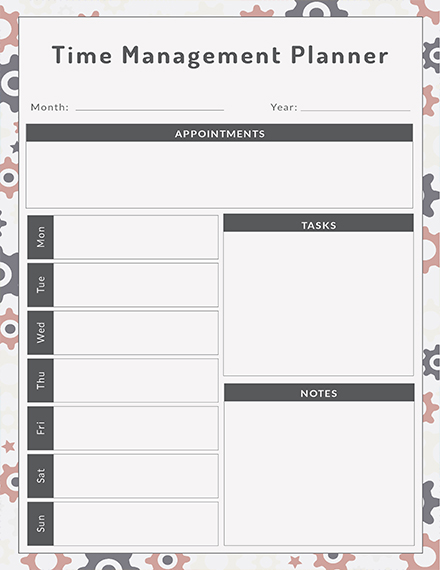 Free Time Management Planner Template 