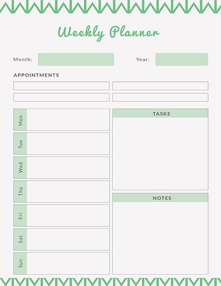 Free Weekly Planner Template 