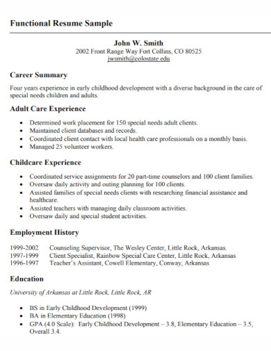 functional resume sample1