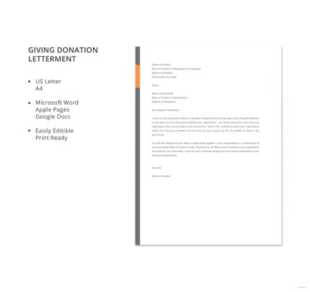 Giving Donation Letter