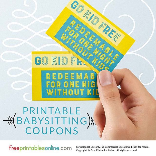 Printable Funny Babysitting Coupons Customize and Print