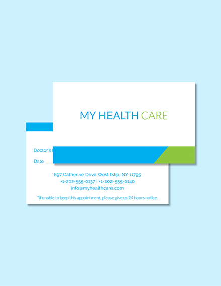 health care appointment card template