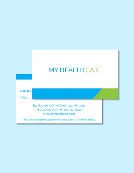 Health Care Appointment Card Template