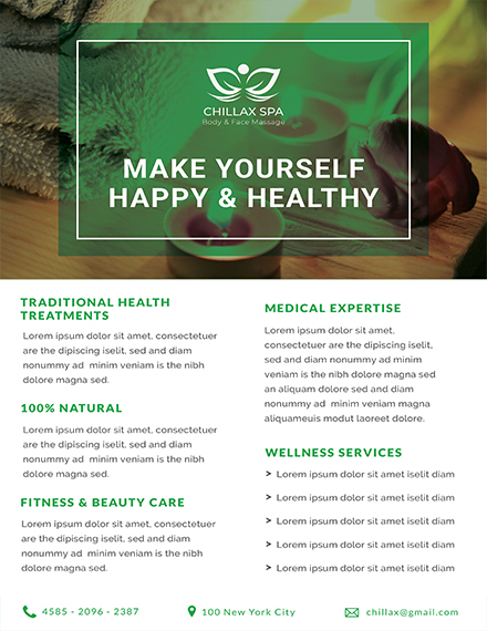 Health Spa Datasheet Template