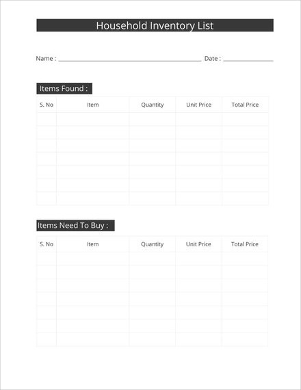 household inventory template1