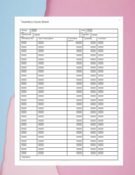 inventory count sheet