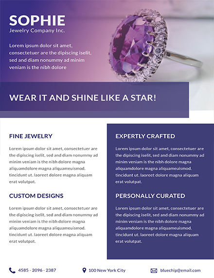 Jewelry Store Datasheet Template