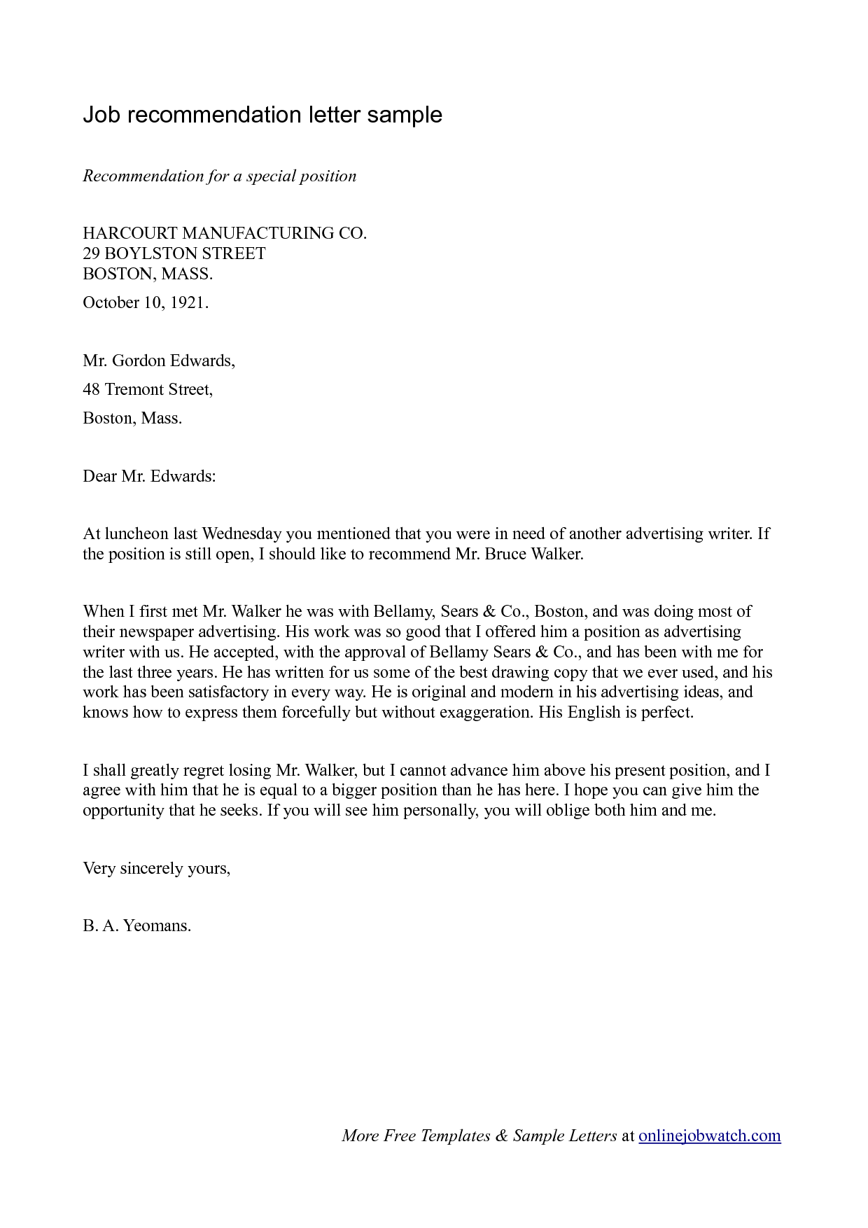 letter of recommendation resume