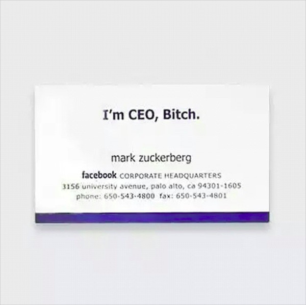 mark zuckerberg business card