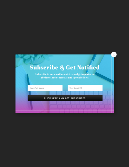 marketing website email subscription pop up template
