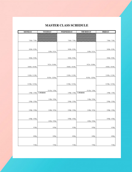master class schedule template