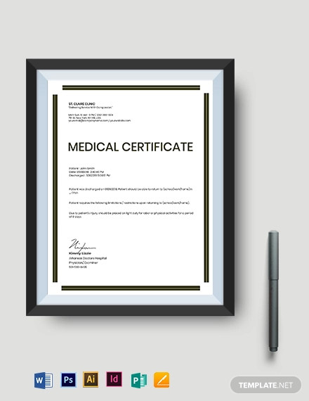 medical certificate template for injury