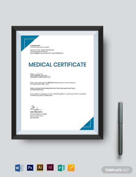 medical certificate template for pregnancy sickness