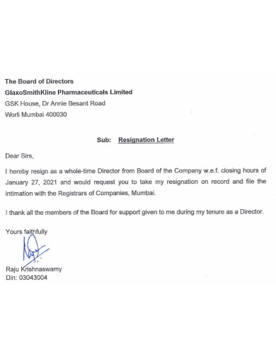 medical resignation letter