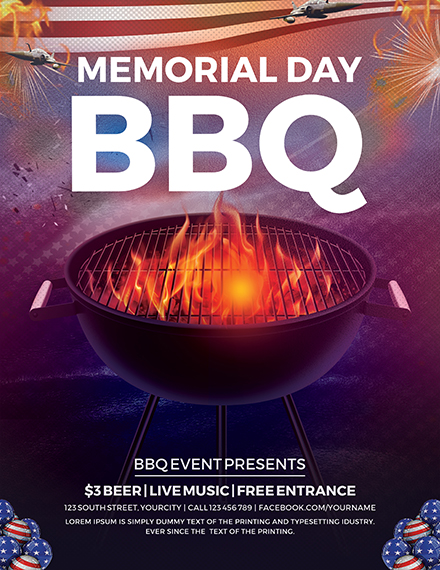 memorial day bbq flyer template
