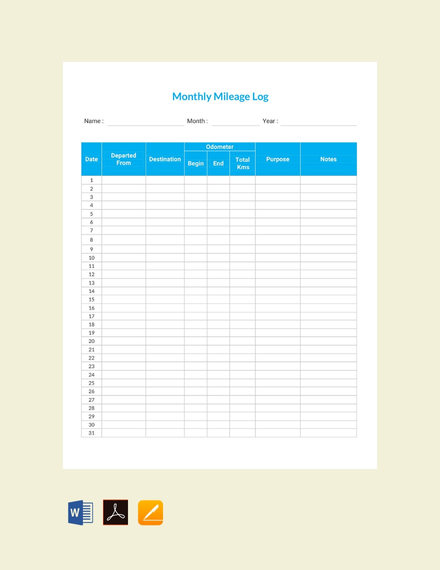 mileage log for employee