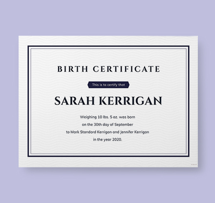 mock up blank birth certificate design