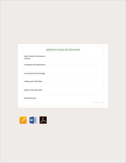 monthly sales action plan template