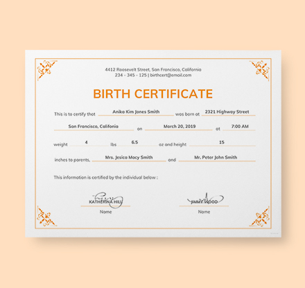new mock up birth certificate template