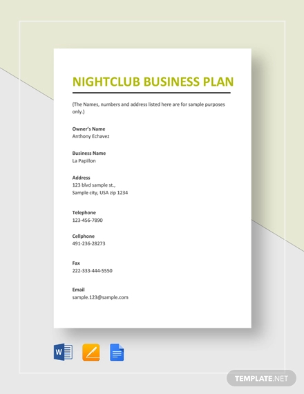 business plan night club