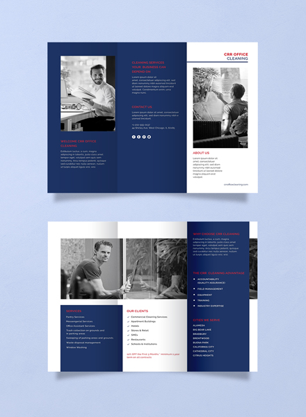 Office Cleaning Brochure Template For Janitorial or Service Providers Example