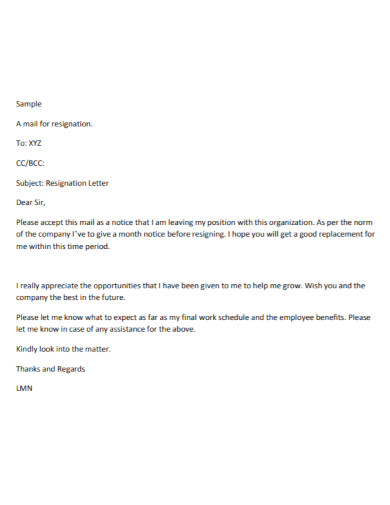 organization resignation letter in pdf