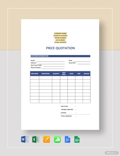 price quotation template