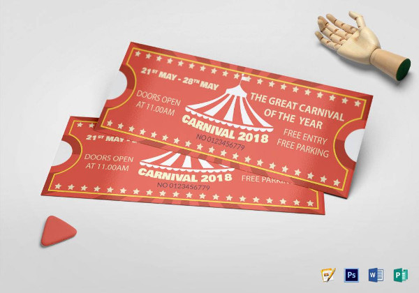 14+ Sample Carnival Ticket Examples - PSD, AI, Apple Pages, Publisher