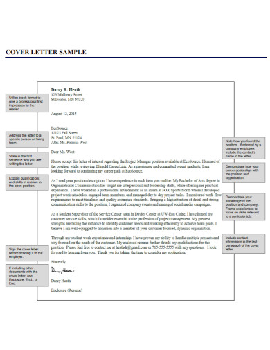 project manager cover letter
