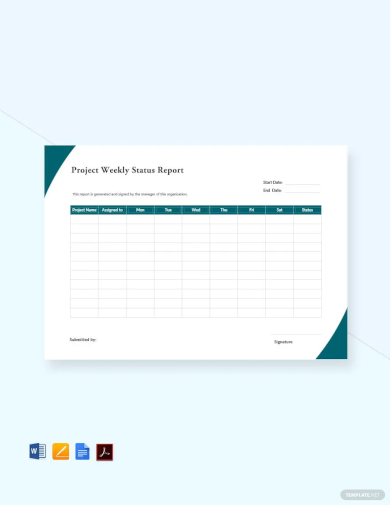 Project weekly Status Report Template