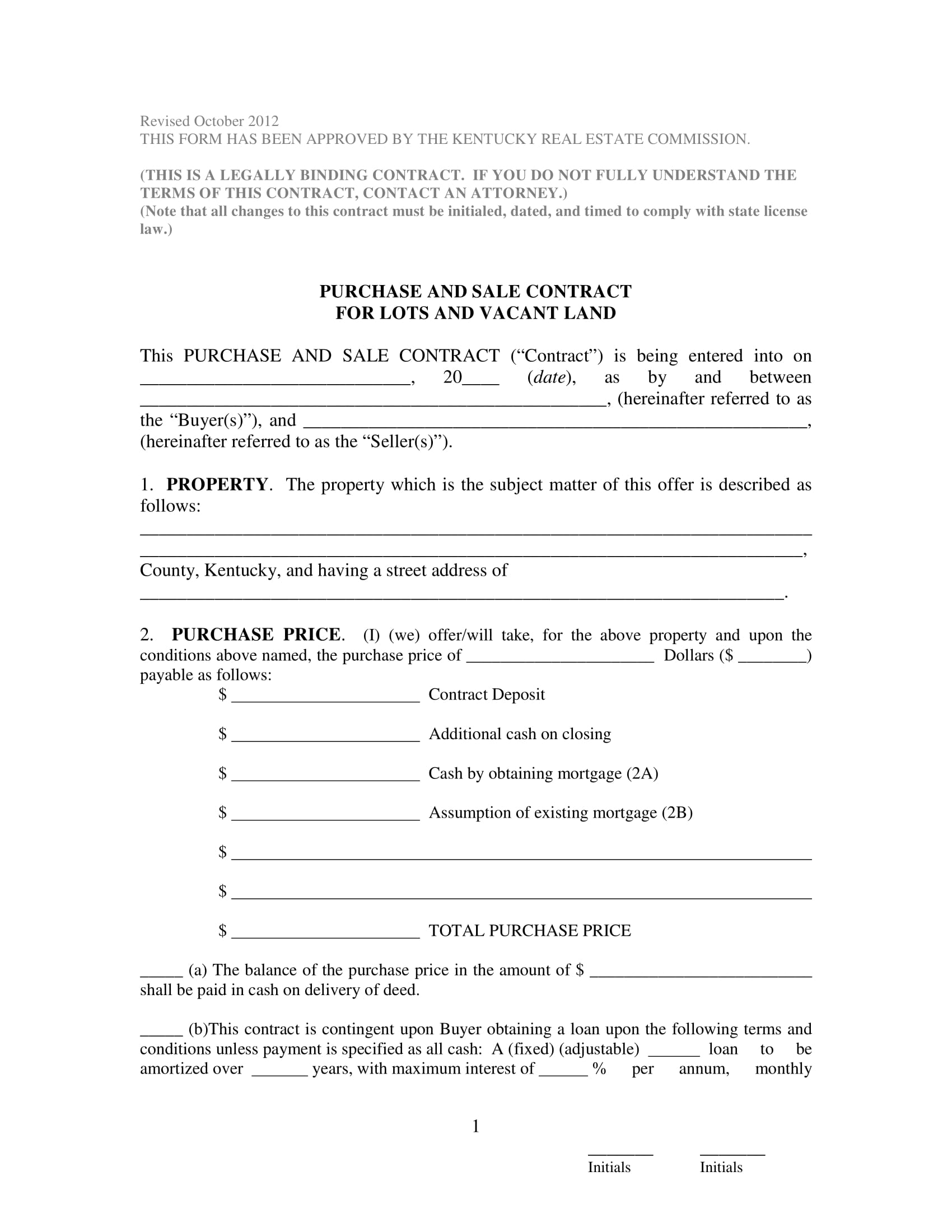 Printable Property Sale Agreement Template