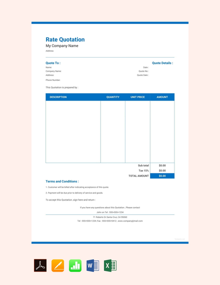 rate quotation sample template