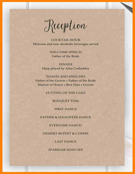 reception program for wedding design