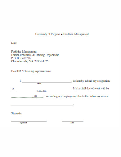 resignation letter format in doc
