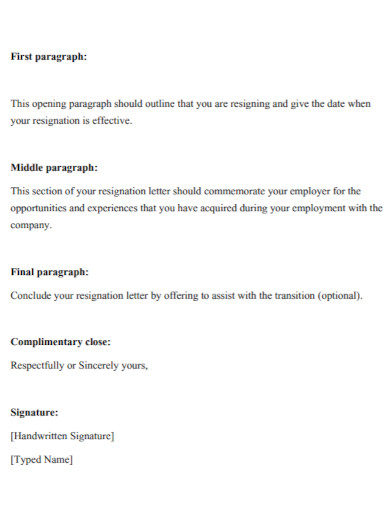 resignation letter layout