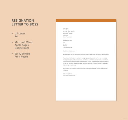 Resignation Letter to Boss