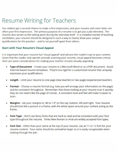 resume for teachers