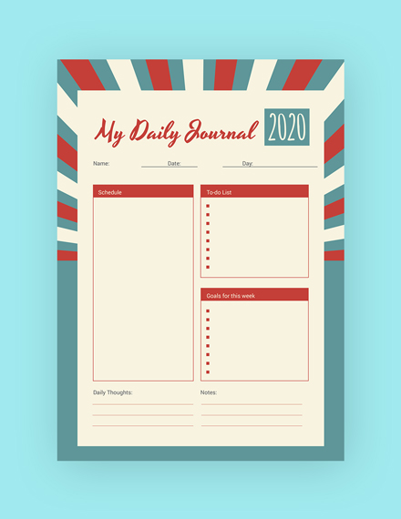retro daily journal template