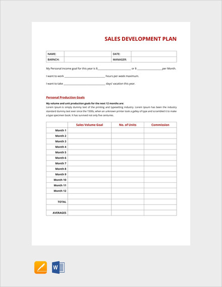 Sales Development Plan Template