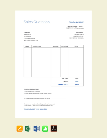 sales quotation template